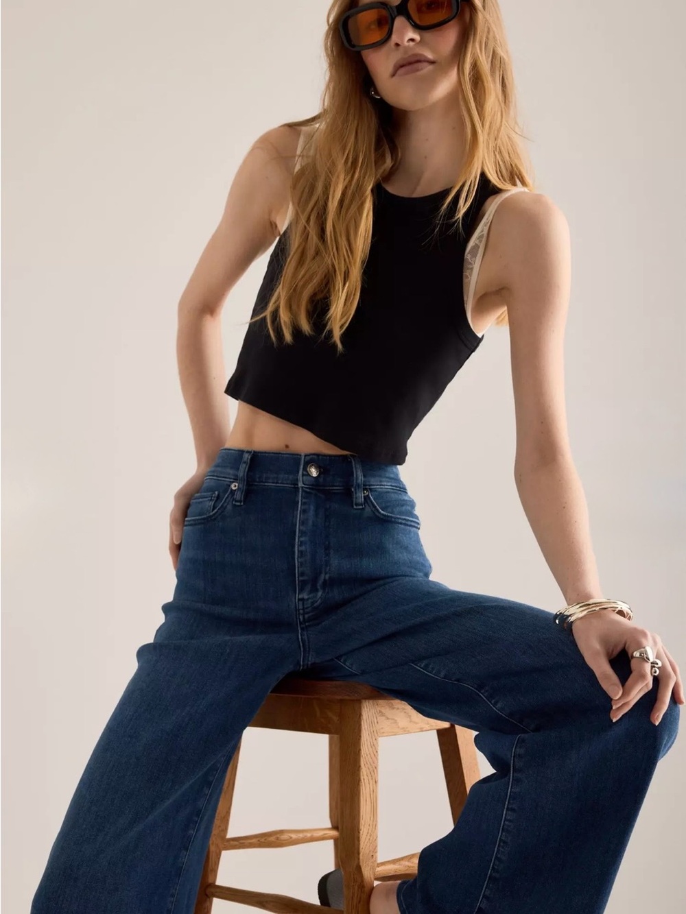 Frame Le Slim Palazzo Wide-Leg High-Rise Women’s Blue Jeans size 26 - Picture 6 of 16